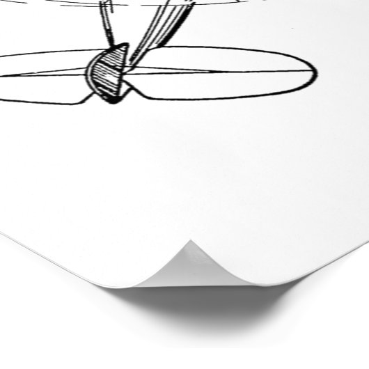 Impression de dessin d'art d'un brevet d'avion hél (Coin)