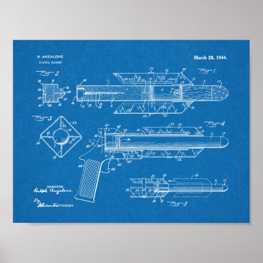 Impression de dessin d'art Pistol Rocket en 1944 (Devant)