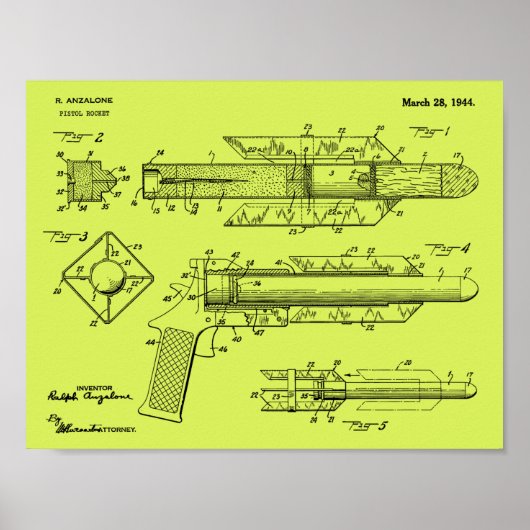 Impression de dessin d'art Pistol Rocket en 1944 (Devant)