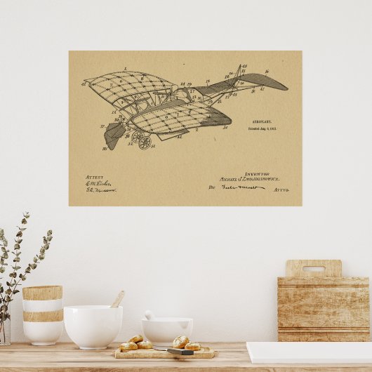 Impression de dessin de brevet d'avion de 1912 (Cuisine)