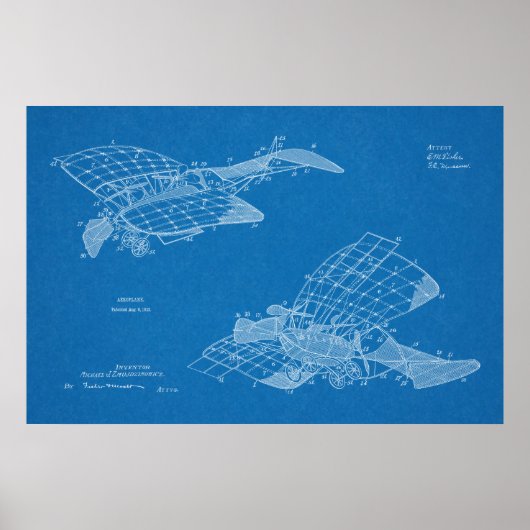 Impression de dessin de brevet d'avion de 1912 (Devant)