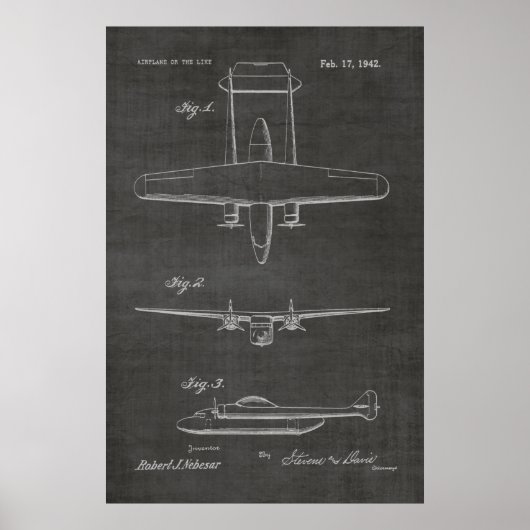 Impression de dessin de brevet d'avion jumeau 1942 (Devant)