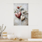 Impression de deux cœurs floraux, cœur romantique (Cuisine)