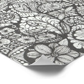 Impression de doodle noir et blanc 8x8in. Blanc no (Coin)