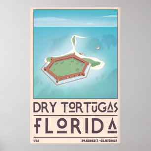 Impression de Dry Tortugas, style d'affiche de voy
