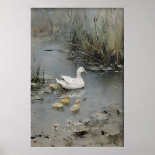 Impression de famille de canards antiques, Canard