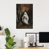 Impression de fantôme buvant du café dans une forê (Bureau à domicile)