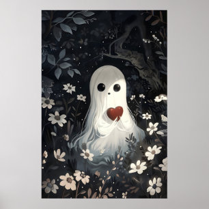 Impression de fantôme tenant un cœur dans les bois