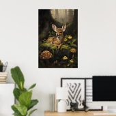 Impression de faon, bébé cerf dans une forêt vert  (Bureau à domicile)
