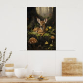 Impression de faon, bébé cerf dans une forêt vert  (Cuisine)