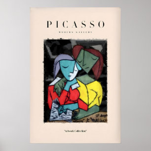 Impression de figures abstraites de couple lisant