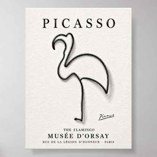 Impression de flamant rose de Picasso | Art minima (Devant)