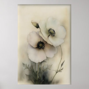 Impression de fleurs anciennes, art mural rustique