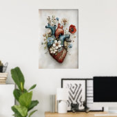 Impression de fleurs de cœur humain fantaisiste, a (Bureau à domicile)