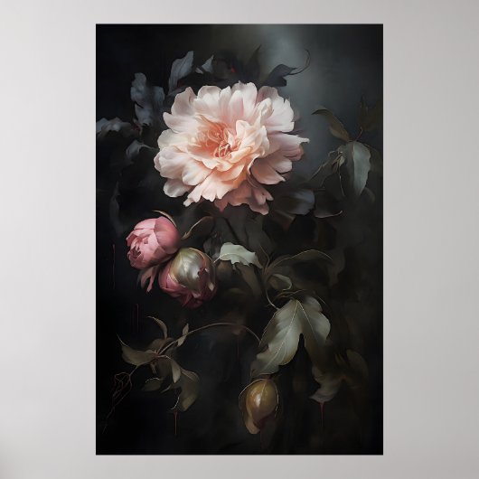 Impression de fleurs de pivoines magiques vintage, (Devant)
