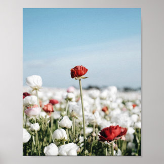 Impression de fleurs rouges, papier affiche de val