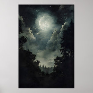 Impression de forêt au clair de lune, décoration g