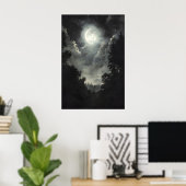 Impression de forêt avec lune et étoiles, Gothique (Bureau à domicile)