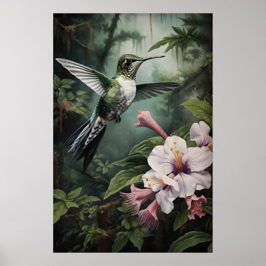 Impression de forêt de fleurs de colibri, Dark Aca (Devant)