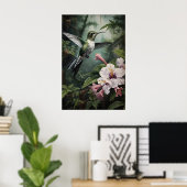 Impression de forêt de fleurs de colibri, Dark Aca (Bureau à domicile)