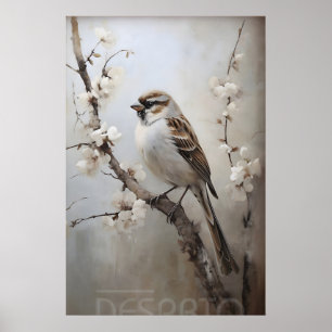 Impression de forêt de printemps de moineau, nurse