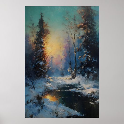 Impression de forêt hivernale vintage, rustique en (Devant)
