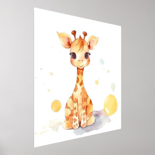 Impression de girafe nouveau-né mignon en feuille