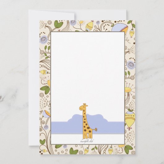Impression de girafe sur invitation bleue (Dos)