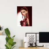 Impression de glamour rouge, papier afficheur de v (Bureau à domicile)