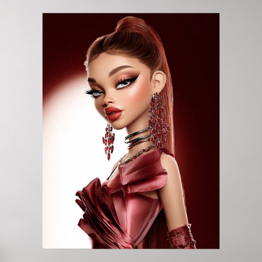 Impression de glamour rouge, papier afficheur de v (Devant)