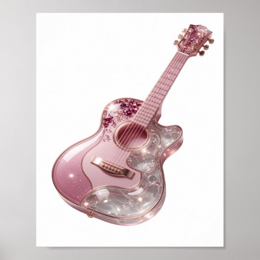 Impression de GUITARE PAILLETTE ROSE argentée ludi (Devant)