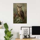 Impression de hibou de fleurs antiques, cot de bot (Bureau à domicile)