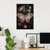Impression de jardin de fleurs papillon, mur Dark  (Bureau à domicile)