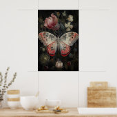 Impression de jardin de fleurs papillon, mur Dark  (Cuisine)