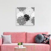 Impression de kimono floral moderne, gris, noir et (Insitu(Salon))