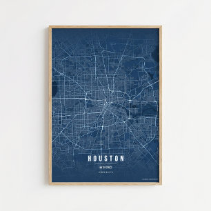 Impression de la carte bleue de Houston Poster d'a