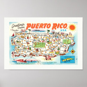 Impression de la carte Porto Rico illustrée