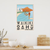 Impression de la plage de Waikīkī, scène de surf e (Cuisine)
