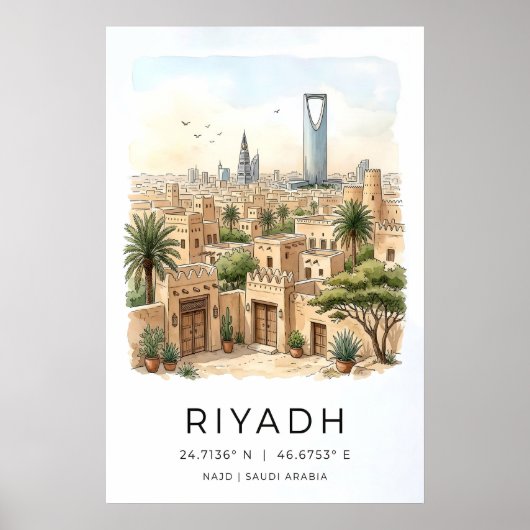 Impression de la skyline de Riyad Aquarelle de la (Devant)