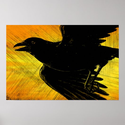 Impression de la toile Abstraite de Crow noir (Devant)
