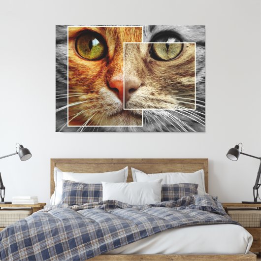 Impression de la toile Collage face chat (Insitu(Chambre))