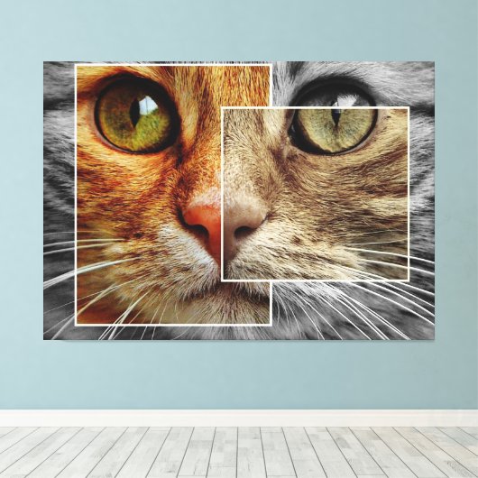 Impression de la toile Collage face chat (Insitu (Plancher de Bois))