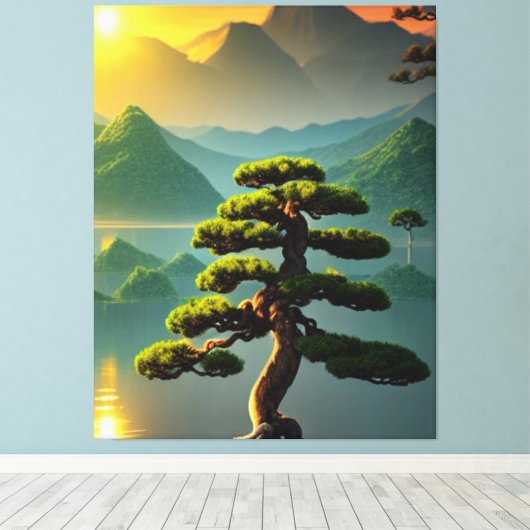 Impression de la toile de l'arbre Bonsai (Insitu (Plancher de Bois))