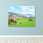 Impression de la toile vue pâturage des vaches (Insitu (Plancher de Bois))