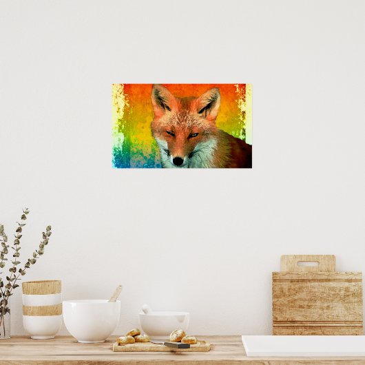 Impression de l'affiche couleur aquarelle Fox (Cuisine)