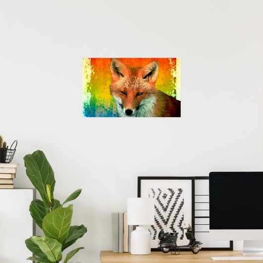 Impression de l'affiche couleur aquarelle Fox (Bureau à domicile)