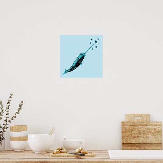 Impression de l'affiche d'art mural bleu Narwhal (Cuisine)