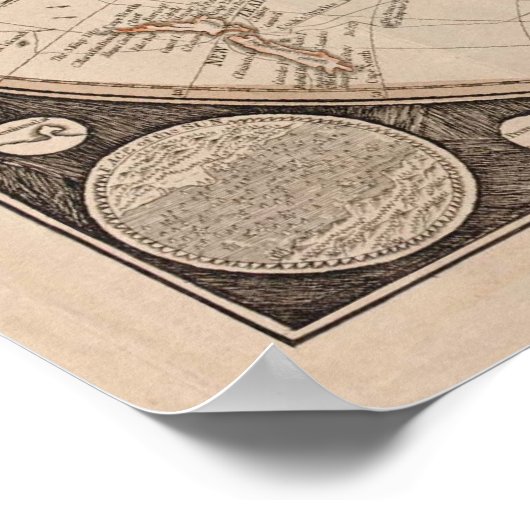 Impression de l'affiche de la carte du continent d (Coin)