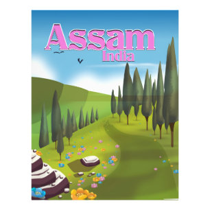 Impression de l'affiche de voyage d'Assam India.
