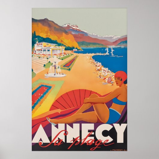 Impression de l'affiche de voyage vintage Annecy, (Devant)